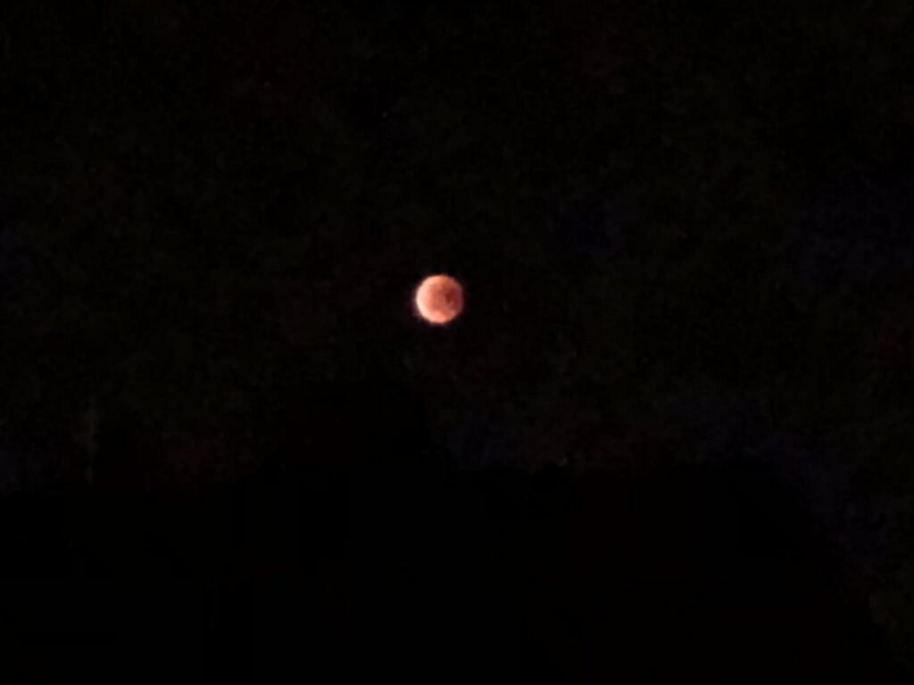 Blutmond über dem Dach